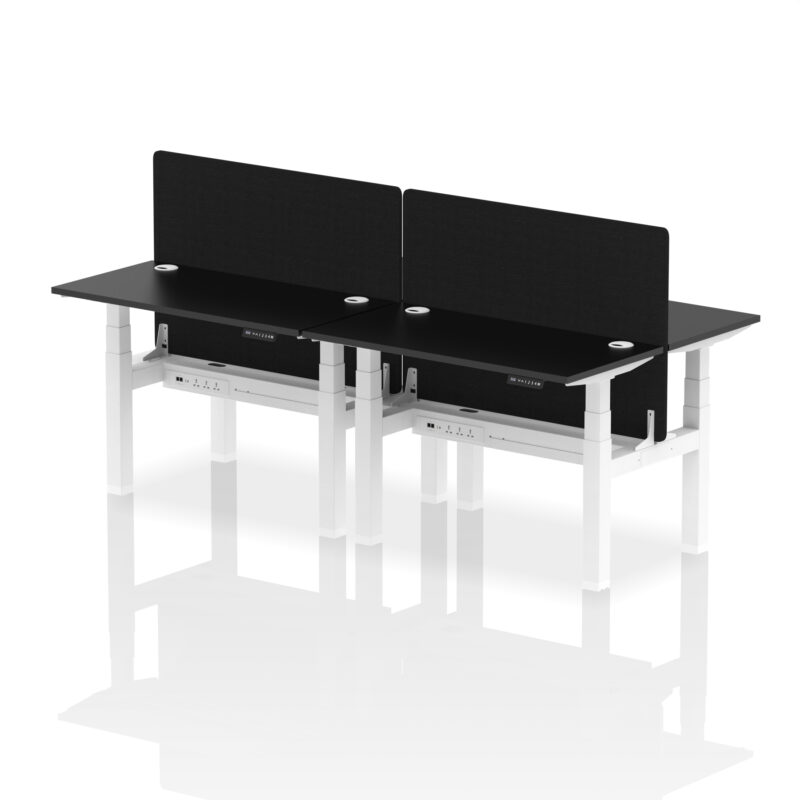 Air Back-to-Back Slimline Height Adjustable Bench Desk - 4 Person with Black Straight Screen - Image 6