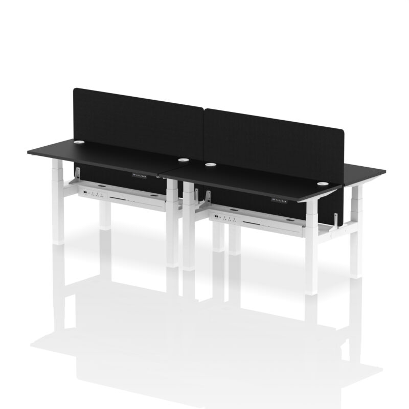 Air Back-to-Back Slimline Height Adjustable Bench Desk - 4 Person with Black Straight Screen - Image 27