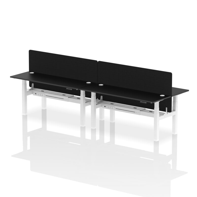 Air Back-to-Back Slimline Height Adjustable Bench Desk - 4 Person with Black Straight Screen - Image 69