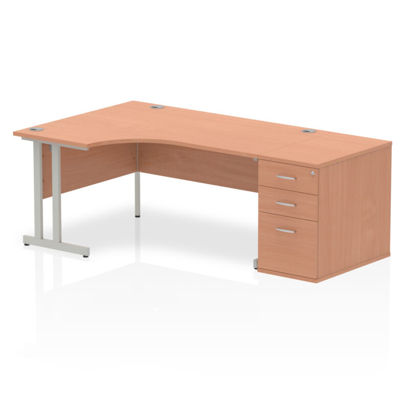 Impulse 1600mm Cantilever Left Crescent Desk Workstation - Image 5