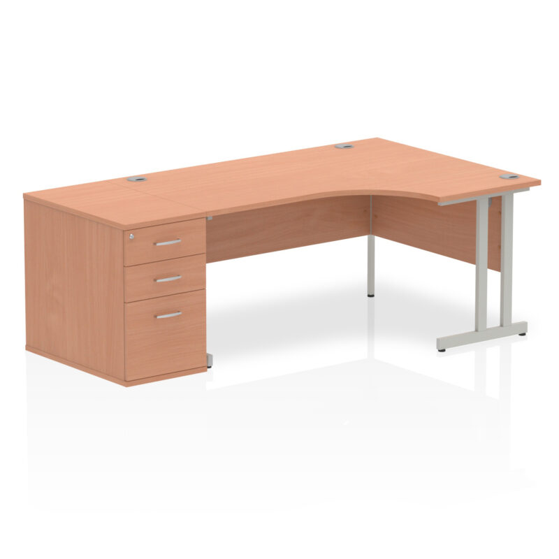 Impulse 1600mm Cantilever Right Crescent Desk Workstation - Image 5