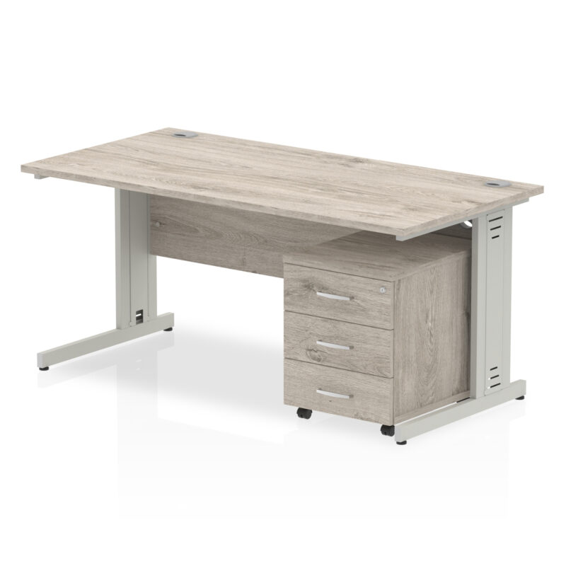 Impulse 1600mm Cable Managed Straight Desk With Mobile Pedestal - Image 6