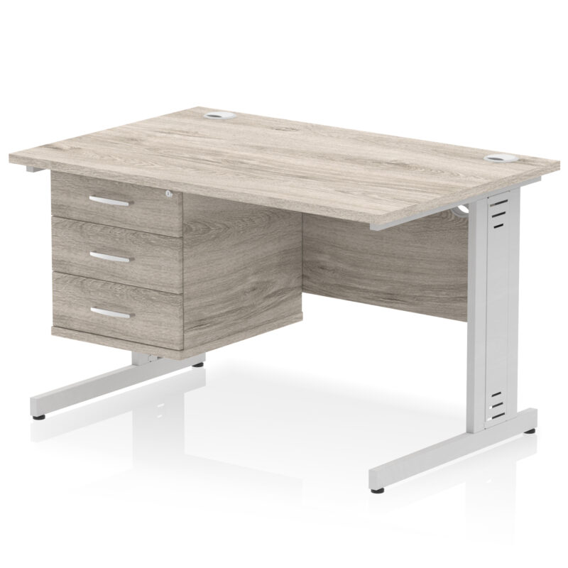 Impulse 1200mm Cable Managed Straight Desk With Single Fixed Pedestal - Image 10
