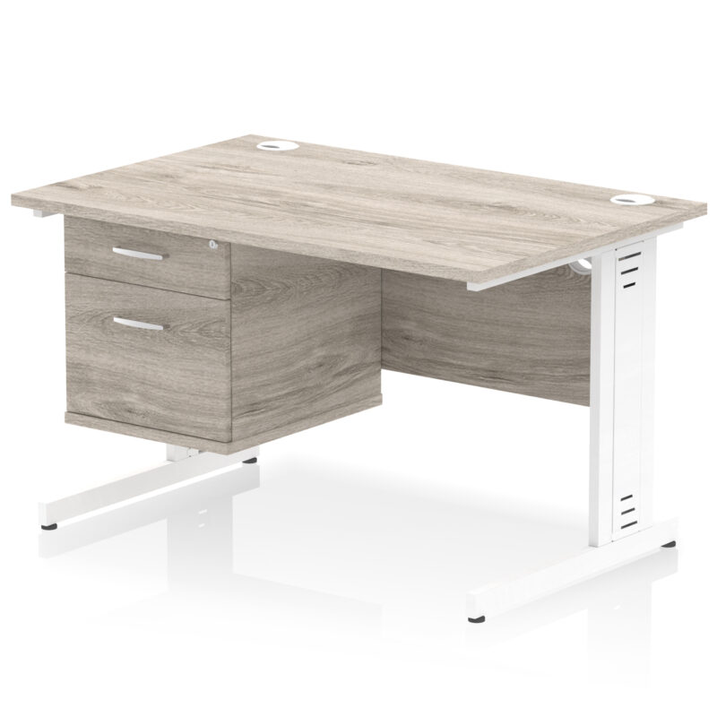 Impulse 1200mm Cable Managed Straight Desk With Single Fixed Pedestal - Image 11