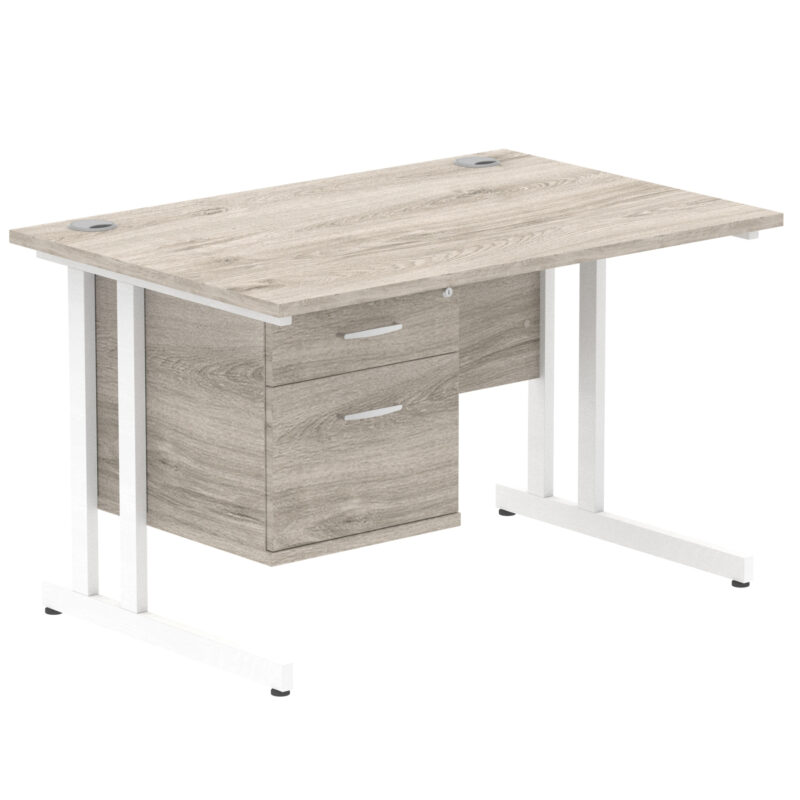 Impulse 1200mm Cantilever Straight Desk With Single Fixed Pedestal - Image 13