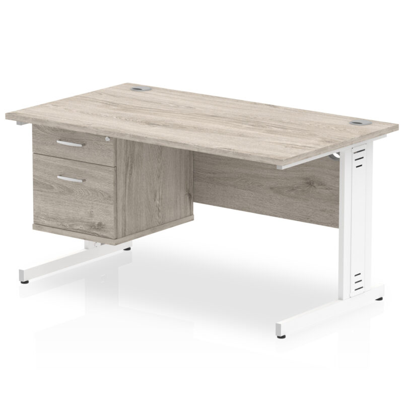 Impulse 1400mm Cable Managed Straight Desk With Single Fixed Pedestal - Image 11