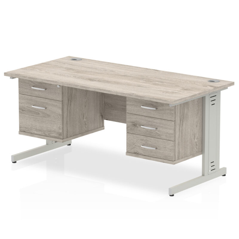 Impulse 1600mm Cable Managed Straight Desk With Two Fixed Pedestal - Image 9