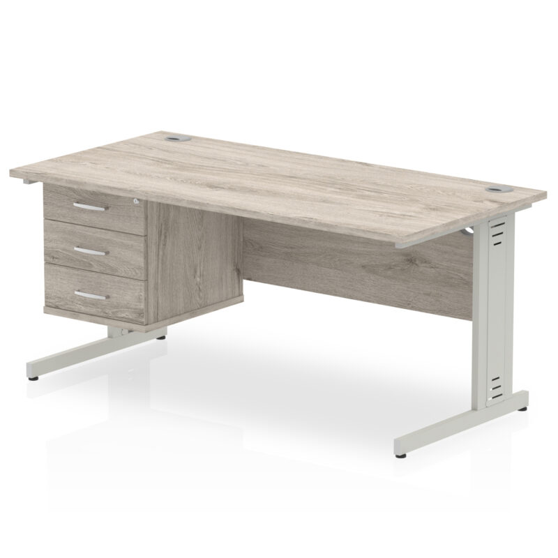 Impulse 1600mm Cable Managed Straight Desk With Single Fixed Pedestal - Image 10