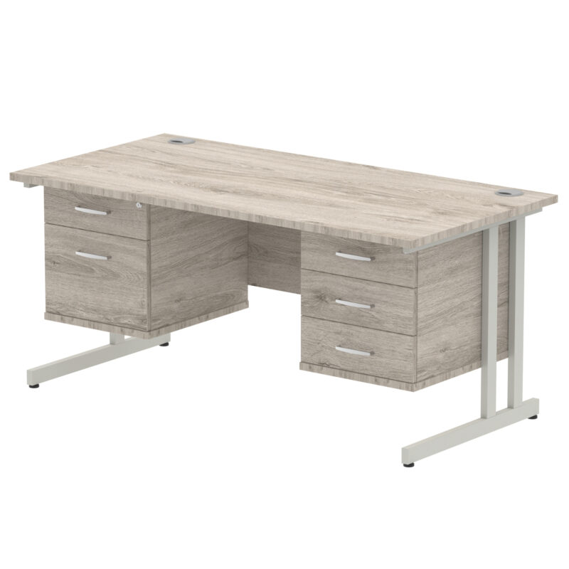 Impulse 1600mm Cantilever Straight Desk With Two Fixed Pedestal - Image 27