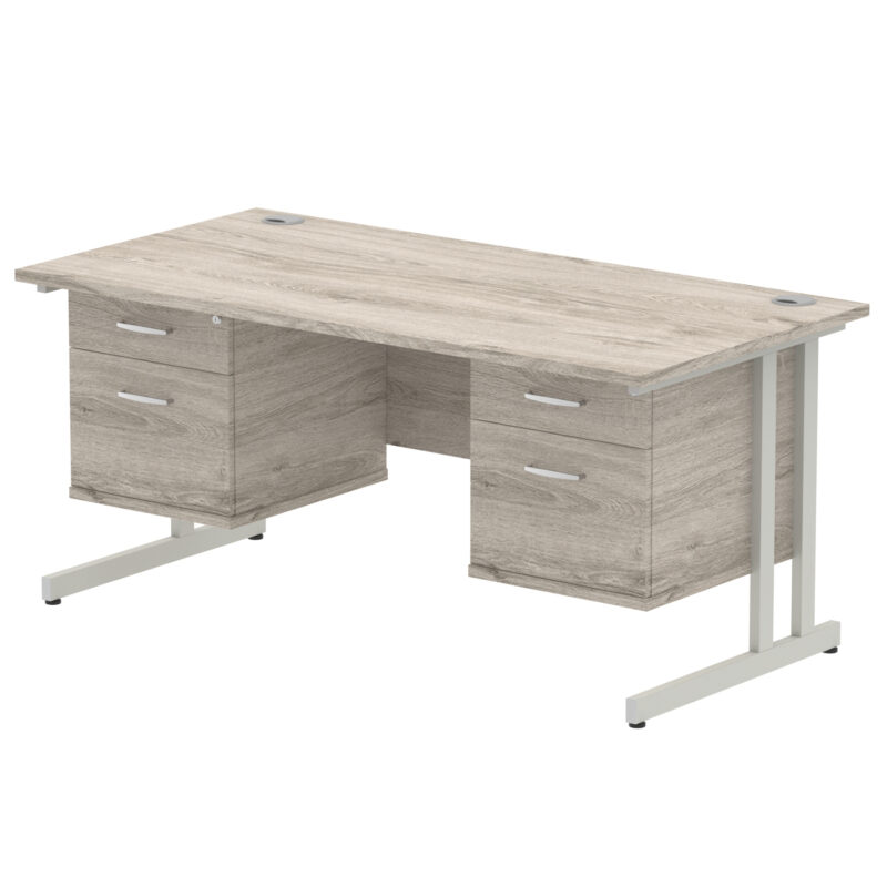 Impulse 1600mm Cantilever Straight Desk With Two Fixed Pedestal - Image 28
