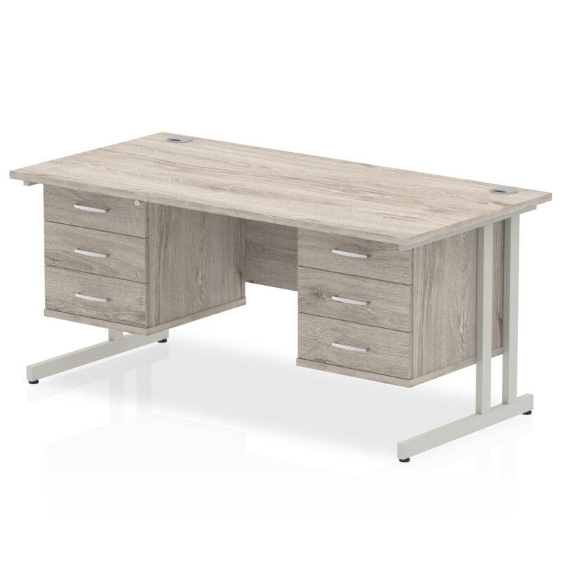 Impulse 1600mm Cantilever Straight Desk With Two Fixed Pedestal - Image 29