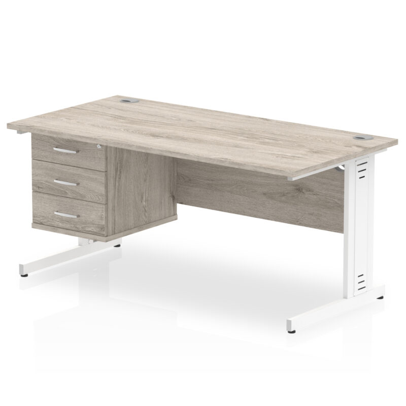 Impulse 1600mm Cable Managed Straight Desk With Single Fixed Pedestal - Image 12