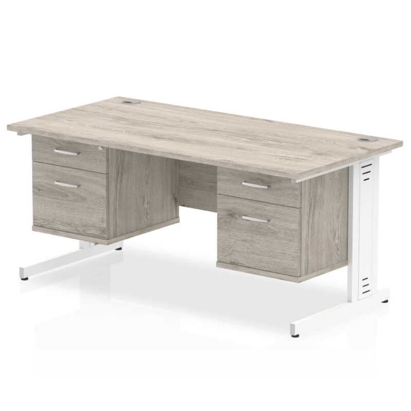 Impulse 1600mm Cable Managed Straight Desk With Two Fixed Pedestal - Image 13