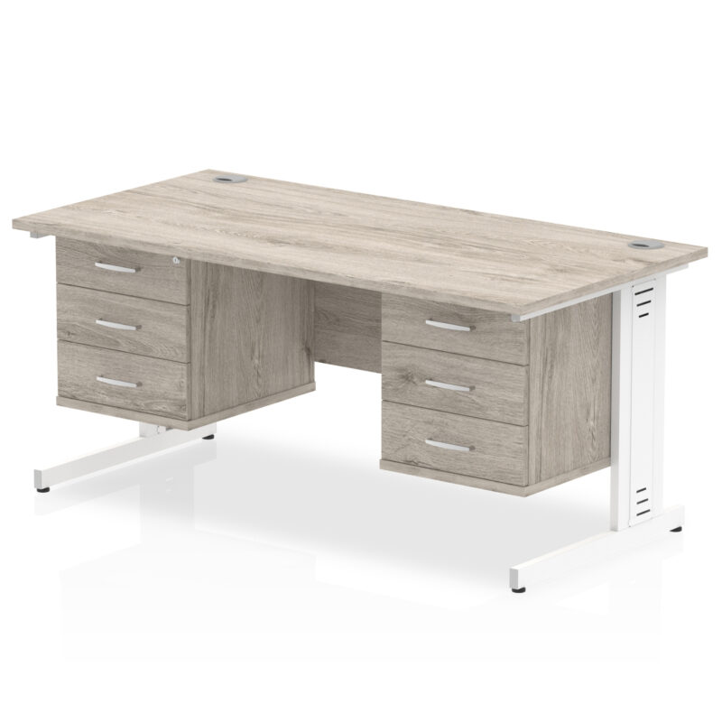 Impulse 1600mm Cable Managed Straight Desk With Two Fixed Pedestal - Image 14