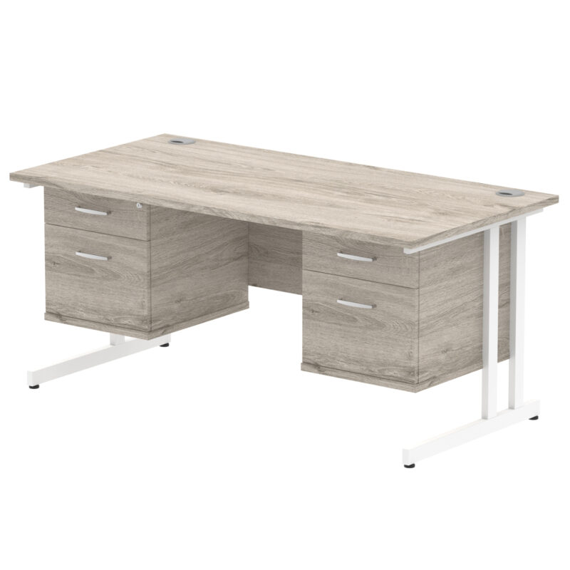 Impulse 1600mm Cantilever Straight Desk With Two Fixed Pedestal - Image 5