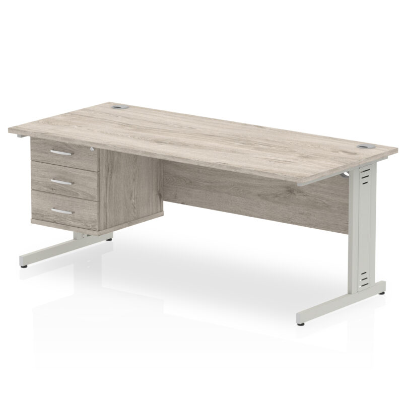 Impulse 1800mm Cable Managed Straight Desk With Single Fixed Pedestal - Image 11