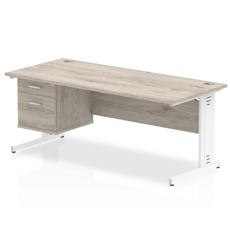 Impulse 1800mm Cable Managed Straight Desk With Single Fixed Pedestal - Image 10