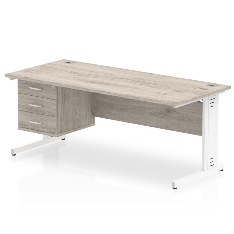 Impulse 1800mm Cable Managed Straight Desk With Single Fixed Pedestal - Image 12