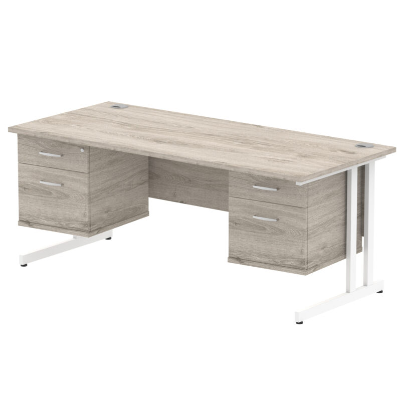 Impulse 1800mm Cantilever Straight Desk With Two Fixed Pedestal - Image 6