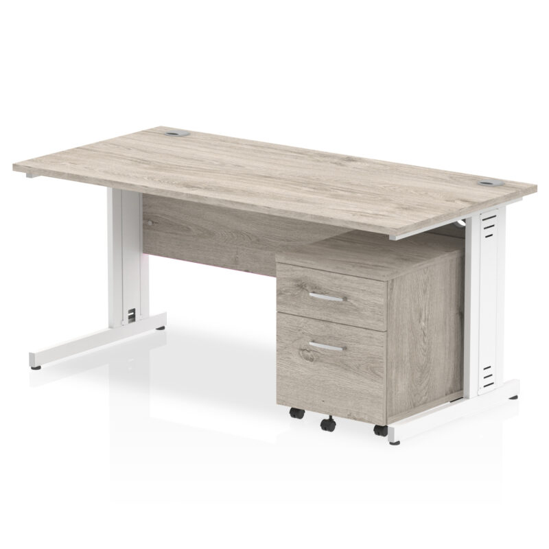 Impulse 1600mm Cable Managed Straight Desk With Mobile Pedestal - Image 7