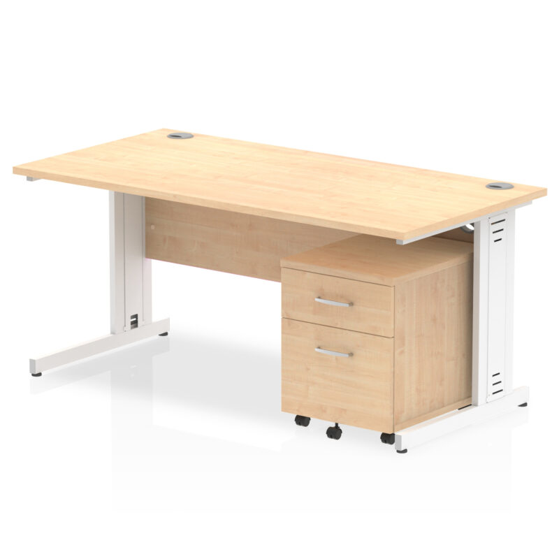 Impulse 1600mm Cable Managed Straight Desk With Mobile Pedestal - Image 11