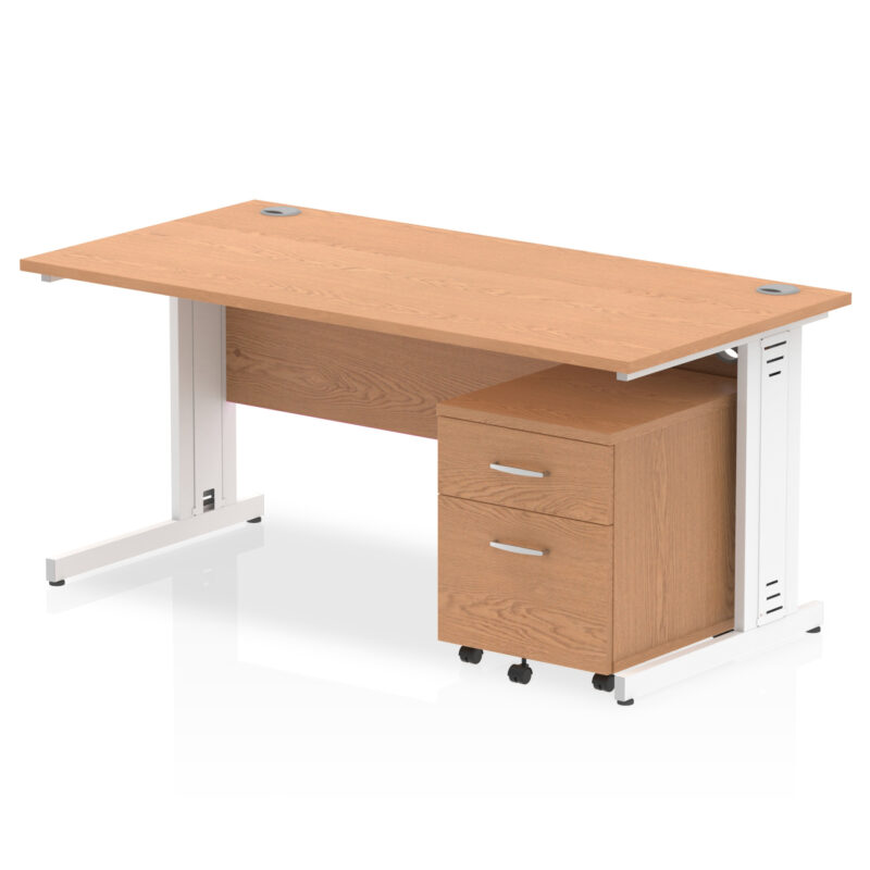 Impulse 1600mm Cable Managed Straight Desk With Mobile Pedestal - Image 15