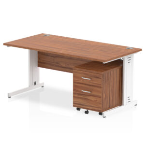Impulse 1600mm Cable Managed Straight Desk With Mobile Pedestal - Image 19