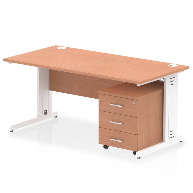 Impulse 1600mm Cable Managed Straight Desk With Mobile Pedestal - Image 4