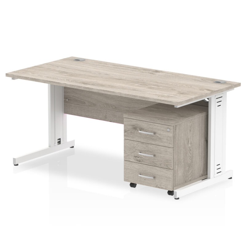 Impulse 1600mm Cable Managed Straight Desk With Mobile Pedestal - Image 8