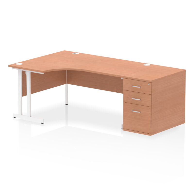 Impulse 1600mm Cantilever Left Crescent Desk Workstation - Image 6