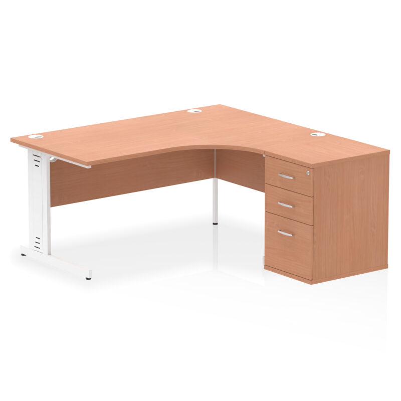 Impulse 1600mm Cable Managed Right Crescent Desk Workstation - Image 3