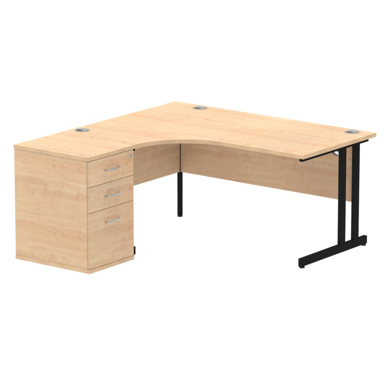 Impulse 1600mm Cantilever Left Crescent Desk Workstation - Image 13
