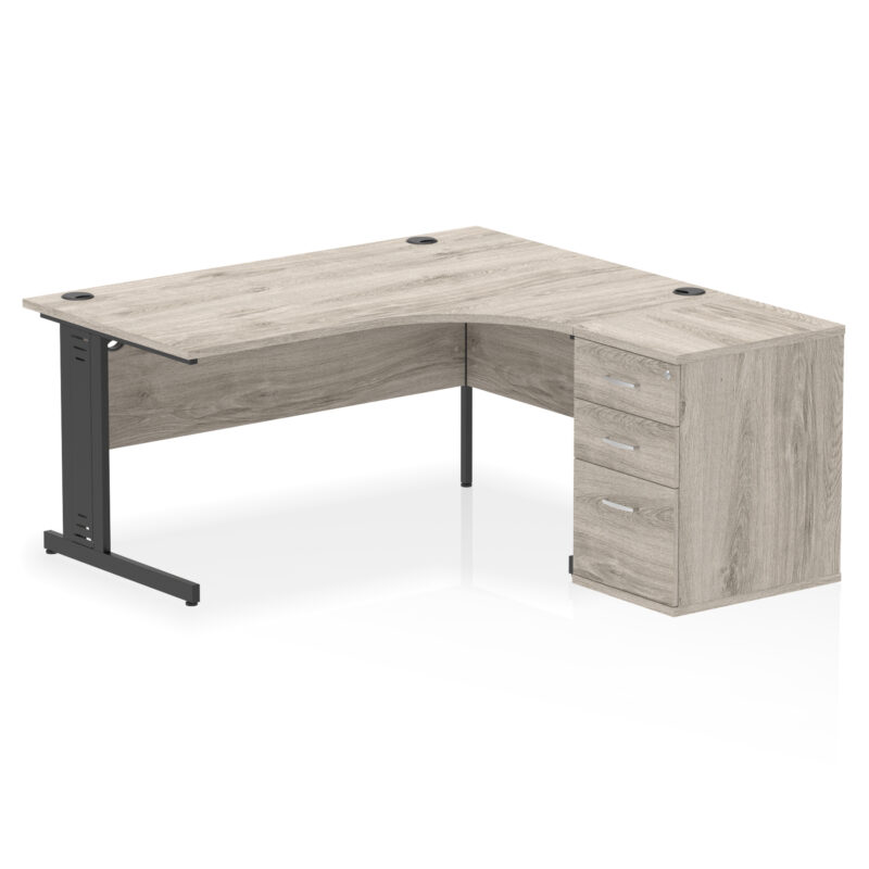 Impulse 1600mm Cable Managed Right Crescent Desk Workstation - Image 7