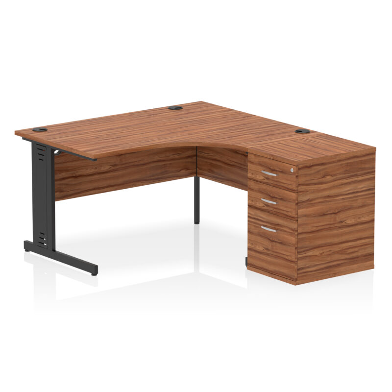 Impulse 1400mm Cable Managed Right Crescent Desk Workstation - Image 9