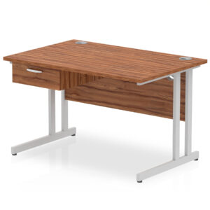 Impulse Cantilever Straight Desk Silver Frame With Single One Drawer Fixed Pedestal - Image 7