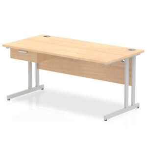 Impulse Cantilever Straight Desk Silver Frame With Single One Drawer Fixed Pedestal - Image 18