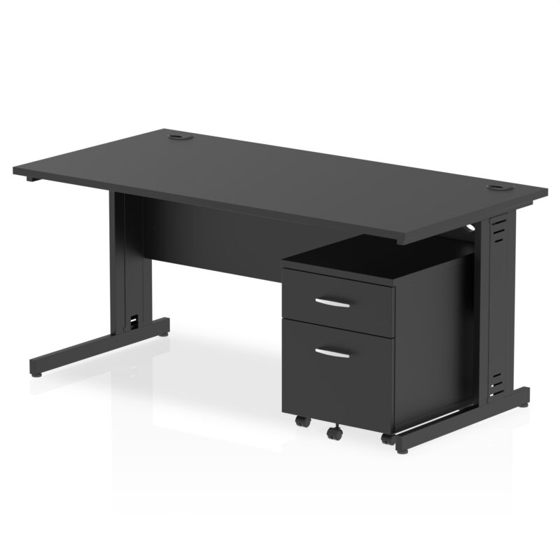 Impulse 1600mm Cable Managed Straight Desk With Mobile Pedestal - Image 26