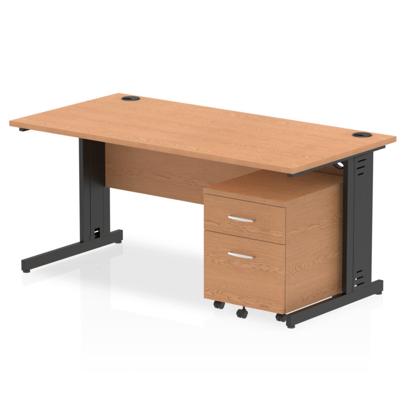 Impulse 1600mm Cable Managed Straight Desk With Mobile Pedestal - Image 29