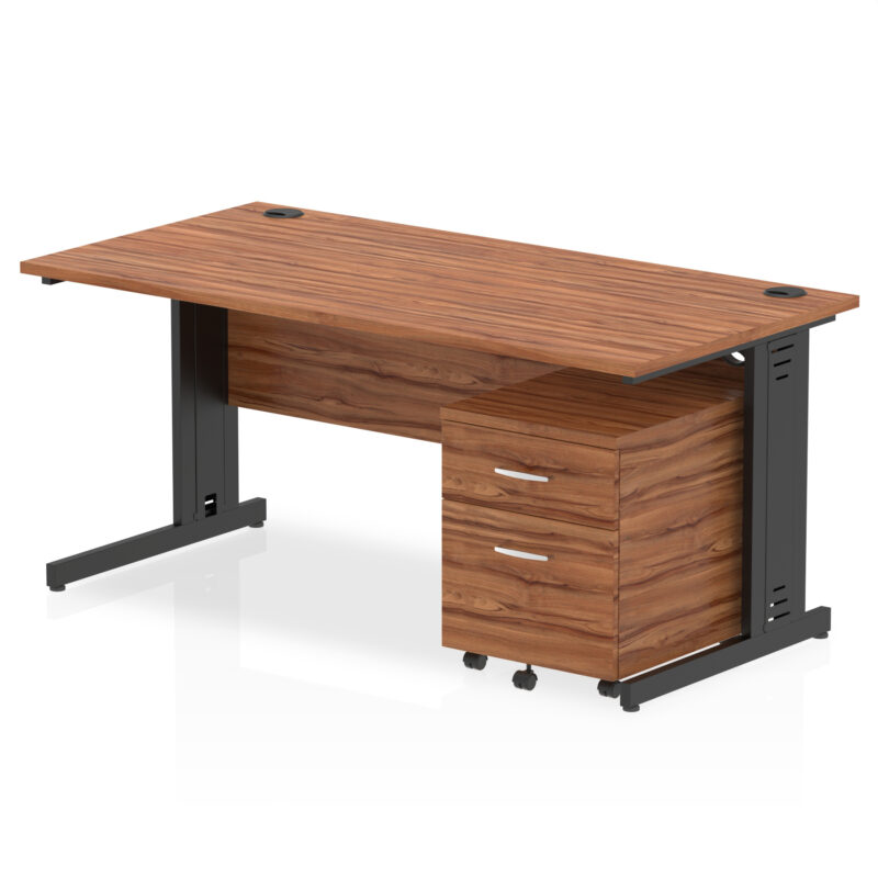 Impulse 1600mm Cable Managed Straight Desk With Mobile Pedestal - Image 31