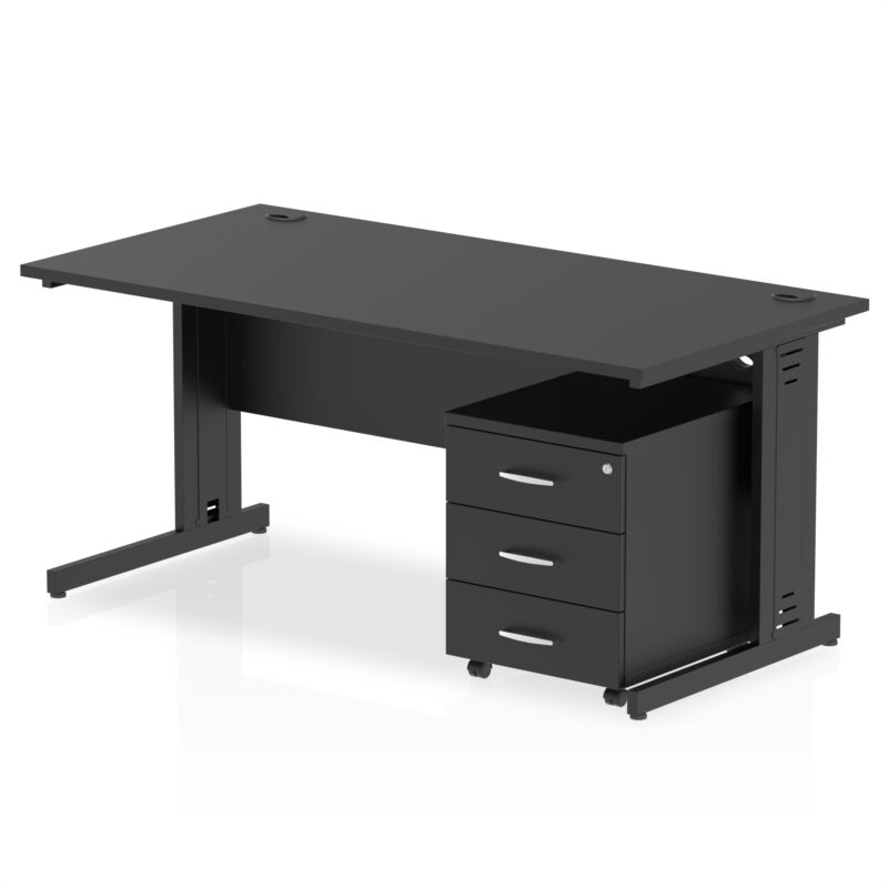 Impulse 1600mm Cable Managed Straight Desk With Mobile Pedestal - Image 33