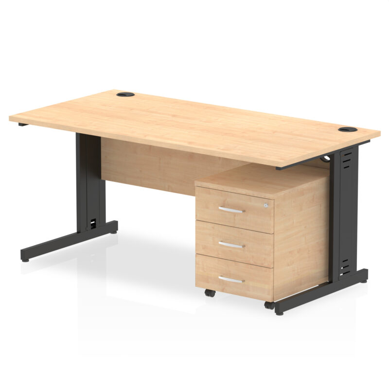 Impulse 1600mm Cable Managed Straight Desk With Mobile Pedestal - Image 35