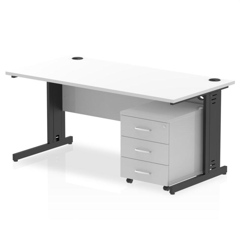 Impulse 1600mm Cable Managed Straight Desk With Mobile Pedestal - Image 37