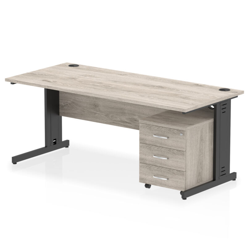 Impulse 1800mm Cable Managed Straight Desk With Mobile Pedestal - Image 34