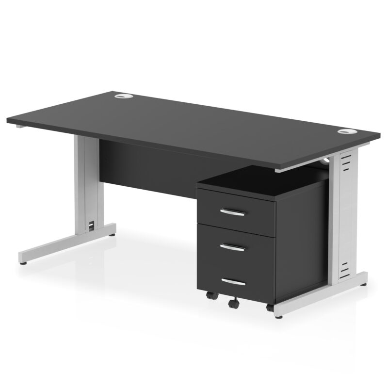Impulse 1600mm Cable Managed Straight Desk With Mobile Pedestal - Image 40
