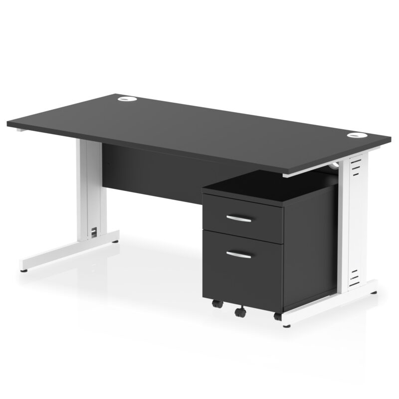 Impulse 1600mm Cable Managed Straight Desk With Mobile Pedestal - Image 41