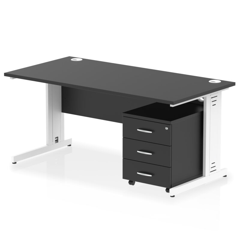 Impulse 1600mm Cable Managed Straight Desk With Mobile Pedestal - Image 42