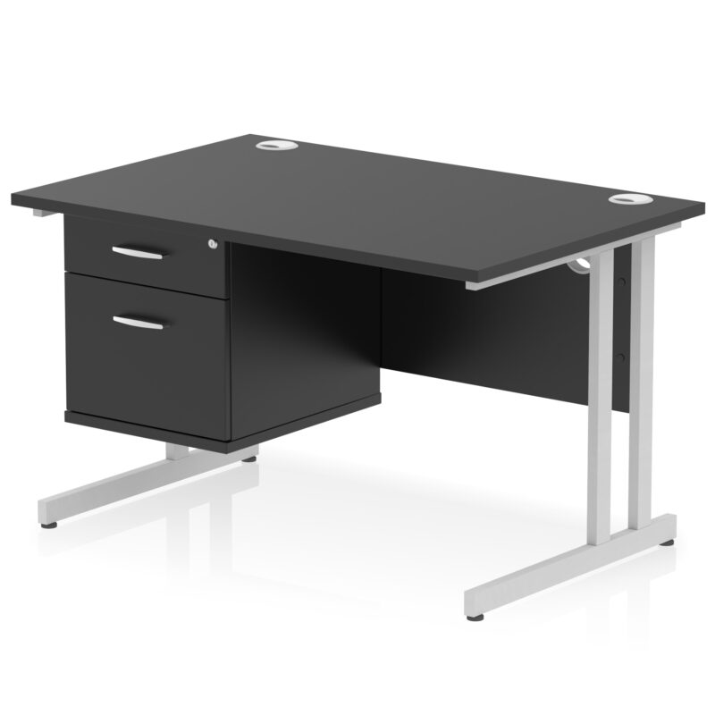 Impulse 1200mm Cantilever Straight Desk With Single Fixed Pedestal - Image 119