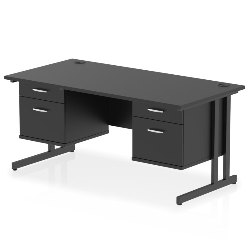 Impulse 1600mm Cantilever Straight Desk With Two Fixed Pedestal - Image 50