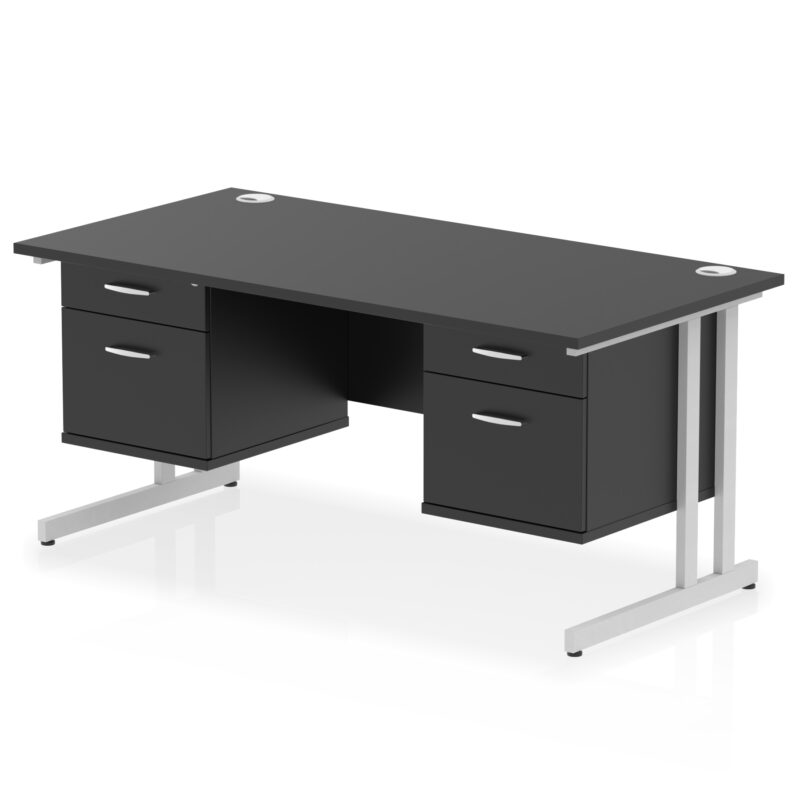 Impulse 1600mm Cantilever Straight Desk With Two Fixed Pedestal - Image 46
