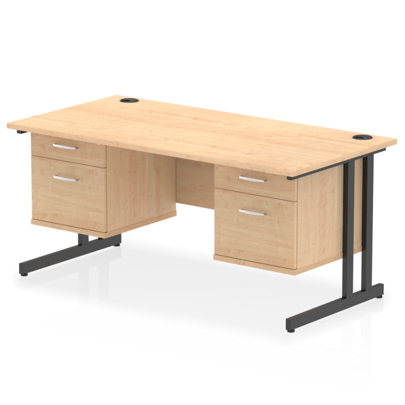 Impulse 1600mm Cantilever Straight Desk With Two Fixed Pedestal - Image 52